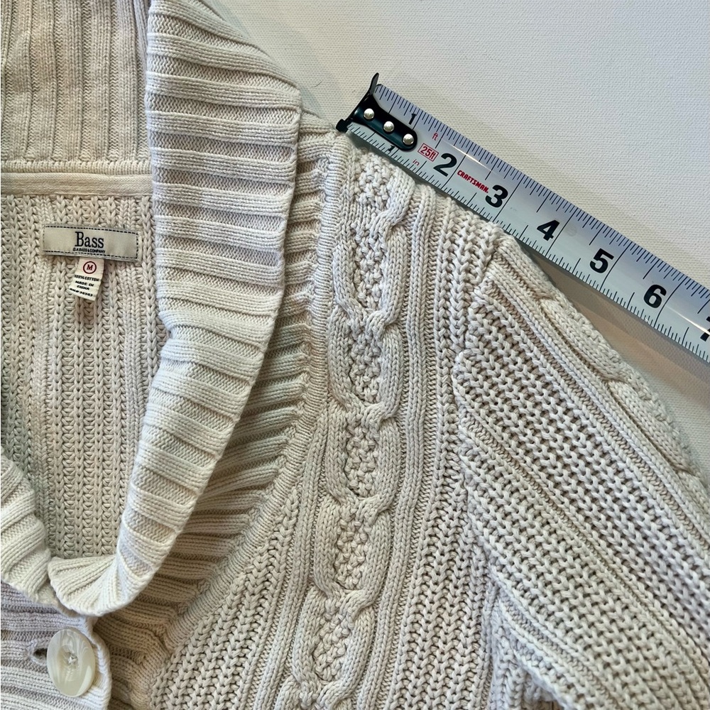 Bass Cable Knit Cream Cardigan Medium - Picture 11 of 14